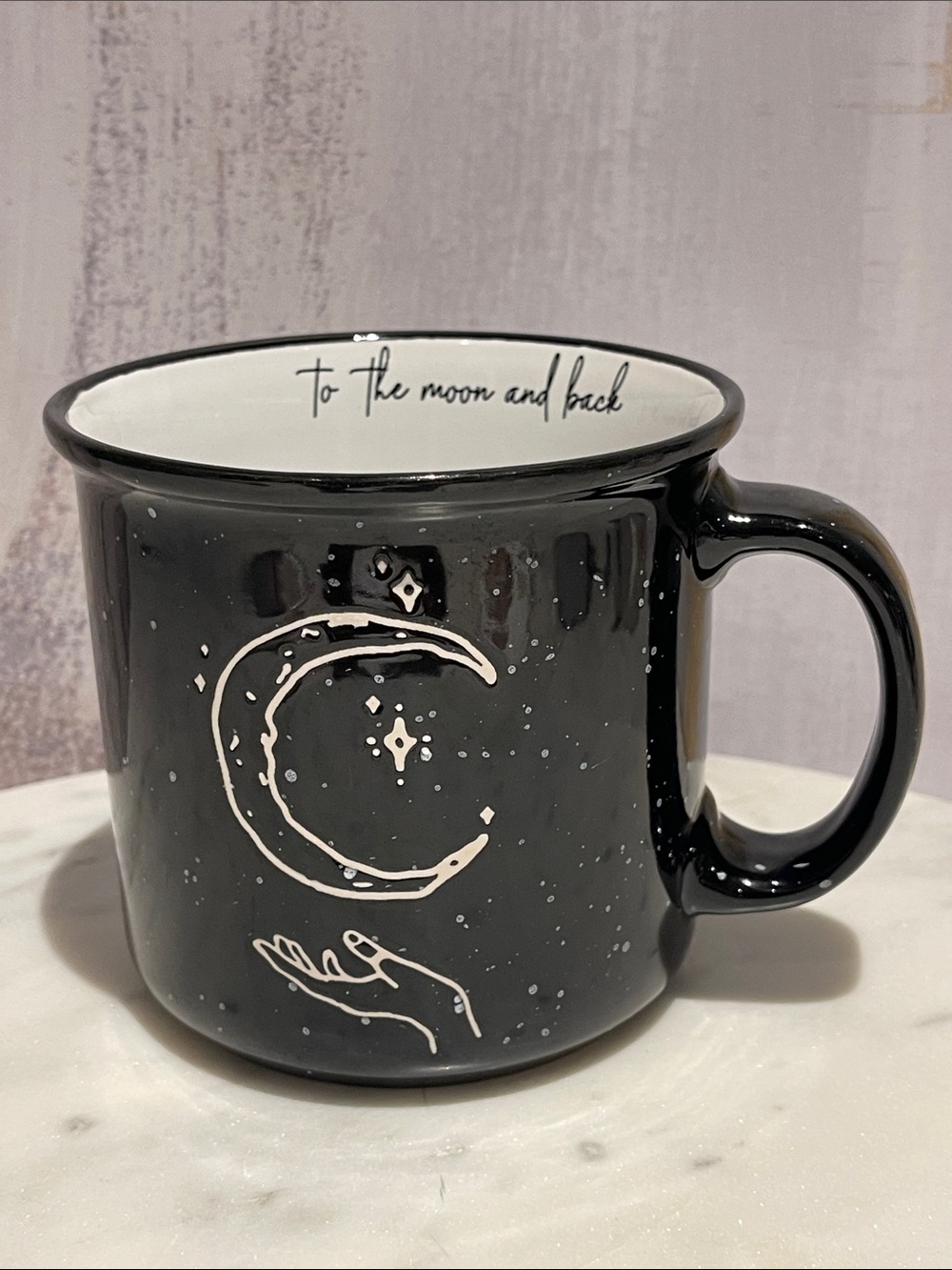 Black 'To the Moon and Back' Ceramic Mug
